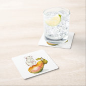 Dessous-de-verre Carré En Papier Charming Mouse on a Pear (En situation)