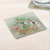 Dessous-de-verre Carré En Papier Chasse aux chiens (Incliné)