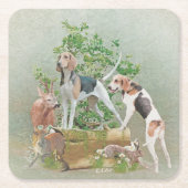 Dessous-de-verre Carré En Papier Chasse aux chiens (Devant)