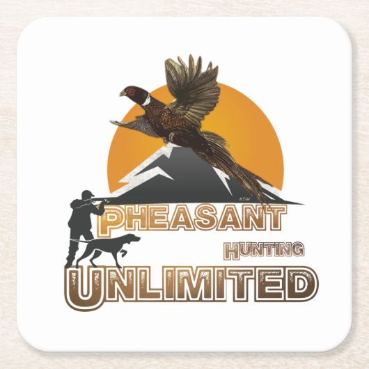 Dessous-de-verre Carré En Papier Chasse de faisan illimitée (Devant)