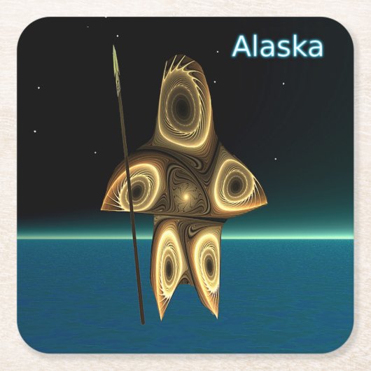 Dessous-de-verre Carré En Papier Chasseur inuit fractal - Alaska (Devant)