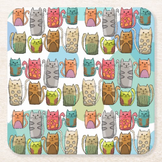 Dessous-de-verre Carré En Papier Chat! (Devant)