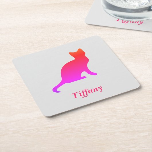Dessous-de-verre Carré En Papier Chat à l'ombre (Incliné)