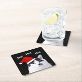 Dessous-de-verre Carré En Papier Chat à Santa Hat (En situation)