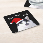 Dessous-de-verre Carré En Papier Chat à Santa Hat (Incliné)