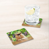 Dessous-de-verre Carré En Papier Chat avec verre de vin (En situation)