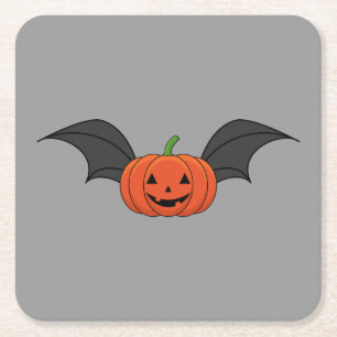 Dessous-de-verre Carré En Papier Chat Citrouille d'Halloween