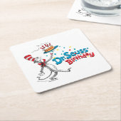 Dessous-de-verre Carré En Papier Chat dans le Casquette | Anniversaire du Dr Seuss (Incliné)