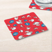 Dessous-de-verre Carré En Papier Chat Dans Le Casquette | Le Motif rouge poisson (Incliné)