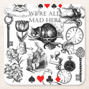 Dessous-de-verre Carré En Papier Chat de Cheshire classique alice au pays des merve