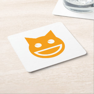 Dessous-de-verre Carré En Papier Chat Émoji Souriant