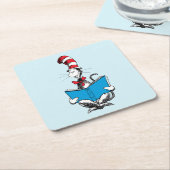 Dessous-de-verre Carré En Papier Chat en lecture Casquette (Incliné)