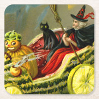 Chat et sorcière vintage d'Halloween noir