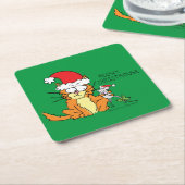 Dessous-de-verre Carré En Papier Chat Funny Noël Cartographie mignonne souris souri (Incliné)