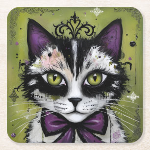 Dessous-de-verre Carré En Papier Chat gothique
