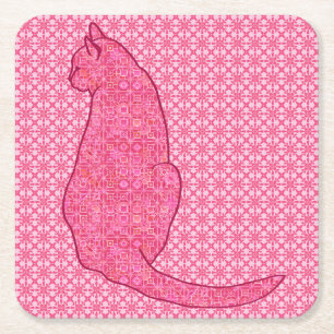 Dessous-de-verre Carré En Papier Chat Japonais - Batik Rose Fuchsia