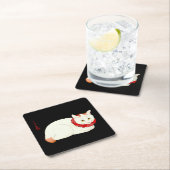 Dessous-de-verre Carré En Papier Chat japonais blanc et gingembre (En situation)