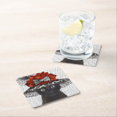 Dessous-de-verre Carré En Papier Chat noir avec Casquette fabuleux (En situation)