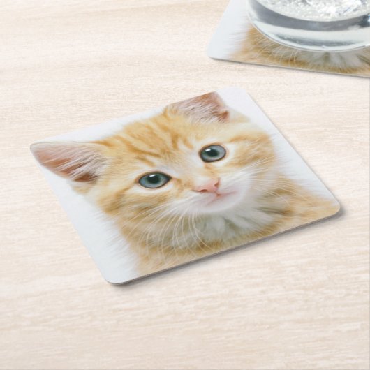 Dessous-de-verre Carré En Papier Chat tigré d'orange douce (Incliné)