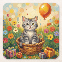 Chat Tigre & Fleurs | Joyeux Anniversaire Fille