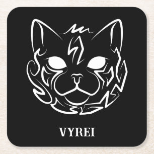Dessous-de-verre Carré En Papier Chat tribal noir et blanc