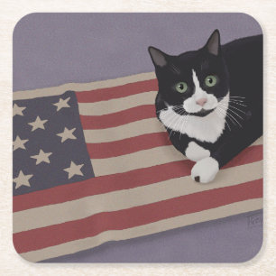 Dessous-de-verre Carré En Papier Chat USA