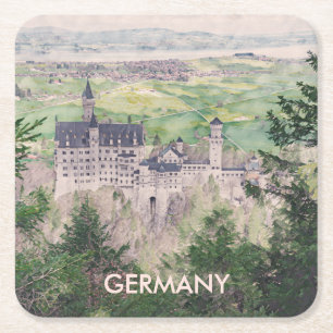 Dessous-de-verre Carré En Papier Château de Neuschwanstein rétro en Allemagne