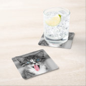 Dessous-de-verre Carré En Papier Chaton drôle (En situation)