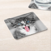 Dessous-de-verre Carré En Papier Chaton drôle (Incliné)