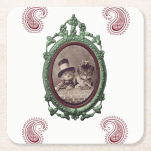 Dessous-de-verre Carré En Papier Chats dessous de verre