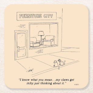 Dessous-de-verre Carré En Papier Chats griffant des meubles