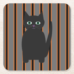 Dessous-de-verre Carré En Papier Chats noirs de Halloween amusants et élégants