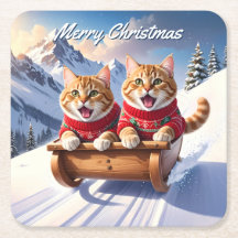 Chats Sled Ride Noël