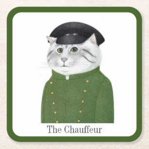 Dessous-de-verre Carré En Papier CHAUFFEUR CAT Carré Dessous de verre papier + text
