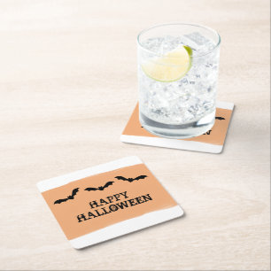 Dessous-de-verre Carré En Papier Chauve-souris orange Halloween Dessous de verre en