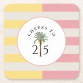 Dessous-de-verre Carré En Papier Cheers to 25 Palm Beach Tropical Stripe (Devant)