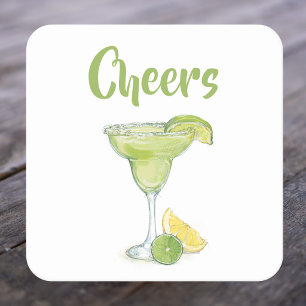 Dessous-de-verre Carré En Papier Cheers Watercolor Margarita