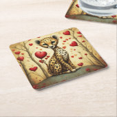 Dessous-de-verre Carré En Papier Cheetah Love 3 (Incliné)