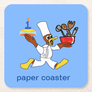 Dessous-de-verre Carré En Papier Chef bleu clair Ducky Kazoo Dessous de verre en pa