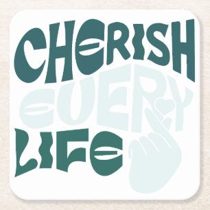 Dessous-de-verre Carré En Papier Cherish Life - Love & Kindness Art