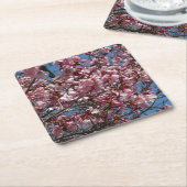Dessous-de-verre Carré En Papier Cherry Blossoms et Blue Sky Spring Floral (Incliné)