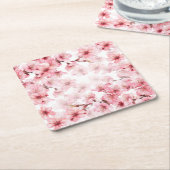 Dessous-de-verre Carré En Papier Cherry Blossoms Pink White Custom (Incliné)