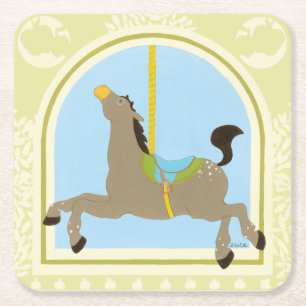 Dessous-de-verre Carré En Papier Cheval avant juin Bruyère Vess de carrousel