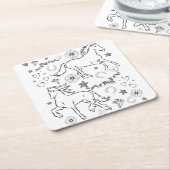 Dessous-de-verre Carré En Papier Cheval Doodle M'Enfoncer (Incliné)