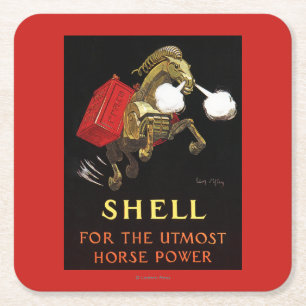 Dessous-de-verre Carré En Papier Cheval mécanique avec Shell Oil