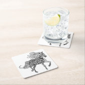 Dessous-de-verre Carré En Papier Cheval noir inspiré (En situation)