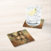 Dessous-de-verre Carré En Papier Cheval sauvage et couleurs chaudes (En situation)