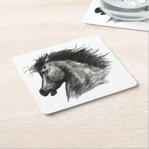Dessous-de-verre Carré En Papier Cheval sauvage et enflammé