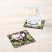 DESSOUS-DE-VERRE CARRÉ EN PAPIER CHEVAUX (En situation)