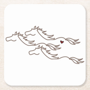 Dessous-de-verre Carré En Papier Chevaux sauvages